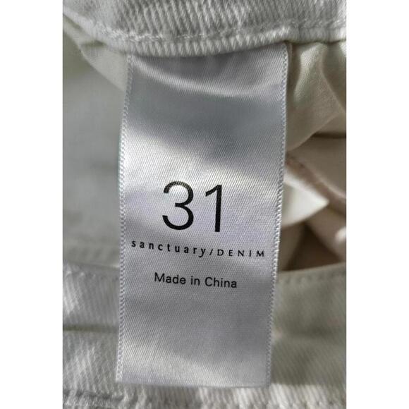 Sanctuary Denim Women's White High Rise Straight Jeans with Raw Hem Size 31 - Picture 5 of 11